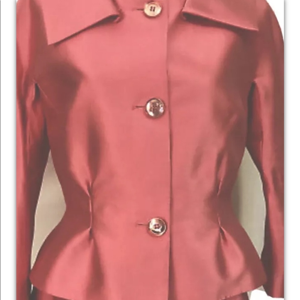 Zenobia vintage silk peach jacket Removable collar